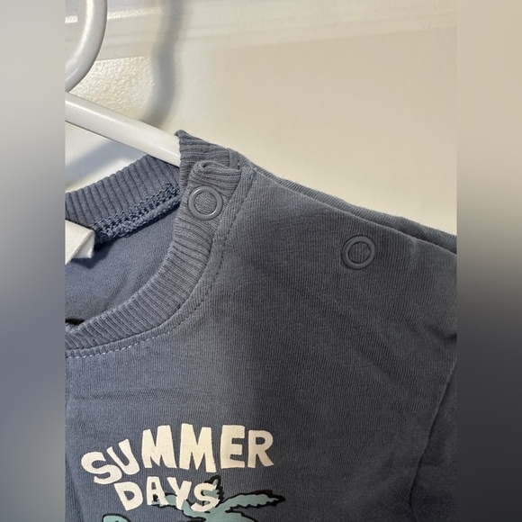 Zara Baby Blue Summer Days Turtle Short Sleeve T-shirt Size 4- 6 months - Picture 3 of 5